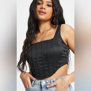 Misguided satin corset crop top